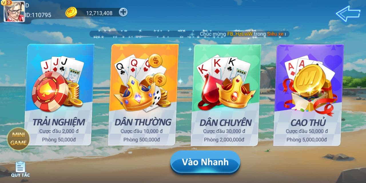 các phòng chơi game bài liêng tại dwin