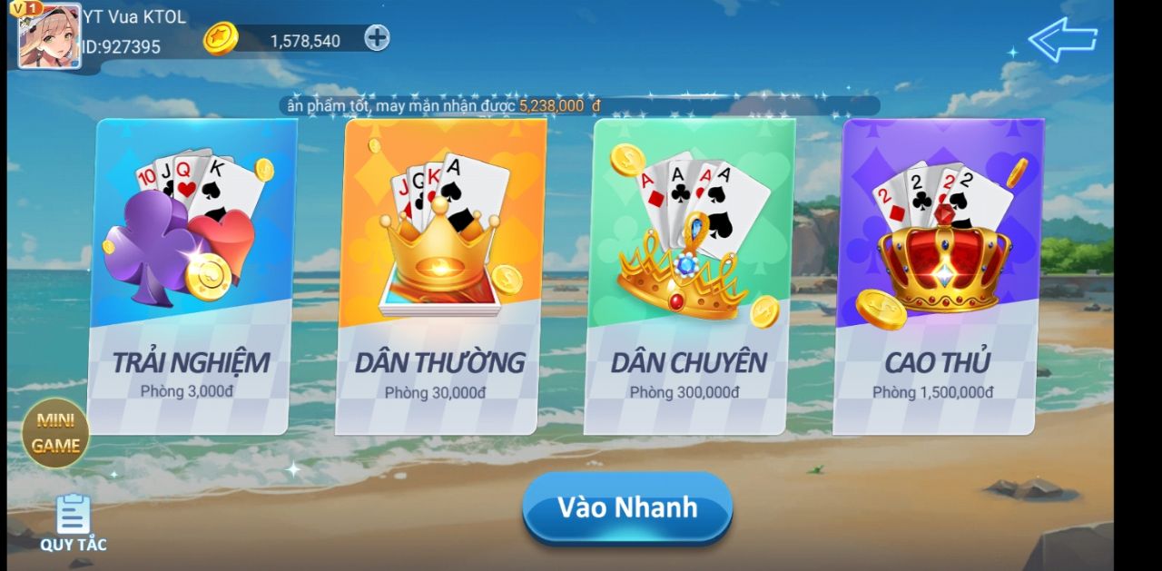 lựa phòng chơi game tiến lên miền nam dwin